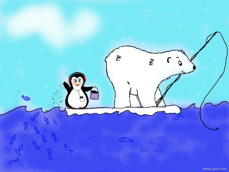 Adeliae und der Eisbär